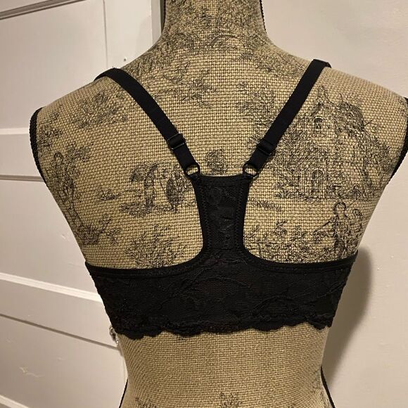 Victoria’s Secret Black Razorback Lace Front Clasp Bra 34DD - Picture 3 of 11